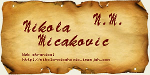 Nikola Micaković vizit kartica